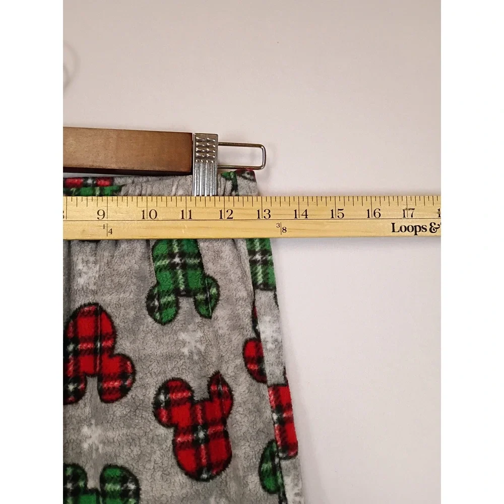 Holiday Disney Kids Size 12 Grey Plaid Mickey Mouse Fleece Pajama Pants